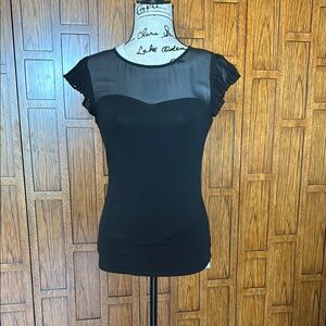 Elegant Black Mesh Top